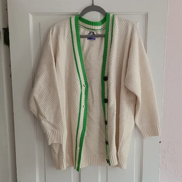Cream Cardigan with Green Trim, The Future Collective, XL? - Picture 1 of 3
